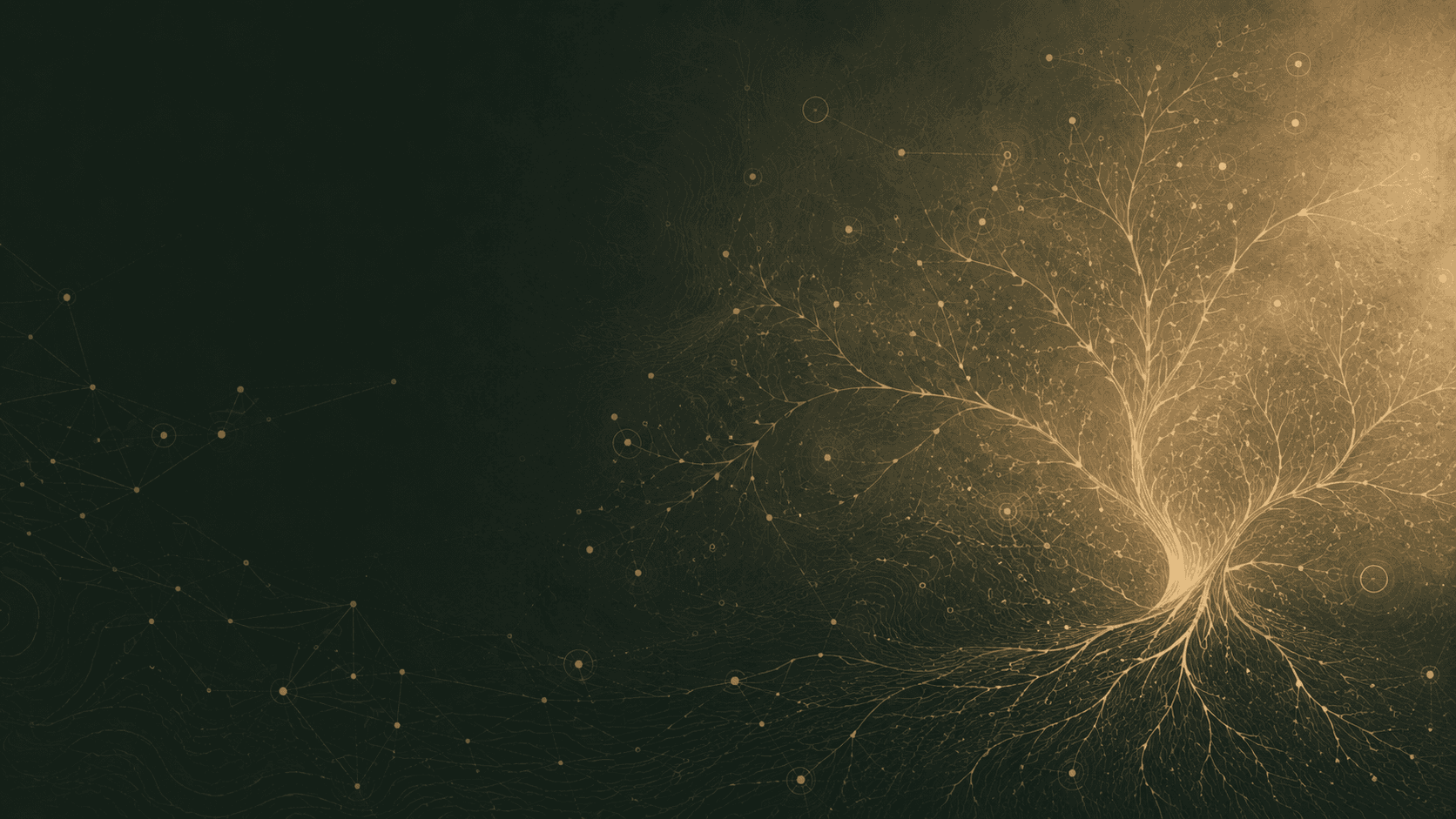 A branching tree represented through connected knowledge nodes